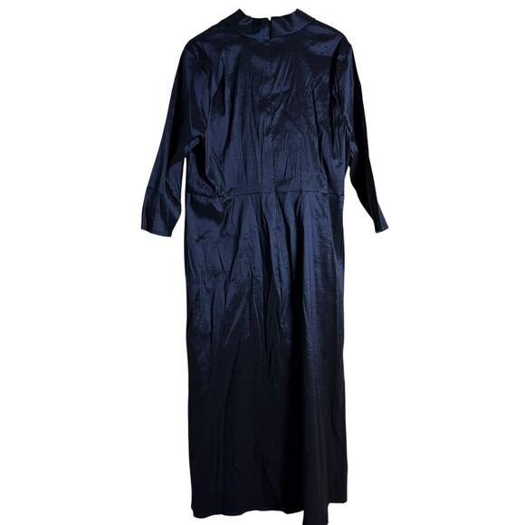 Marina Plus Size Navy Taffeta Surplice V-Neck 3/4 Sleeve Faux Wrap Dress 2X - Picture 7 of 11